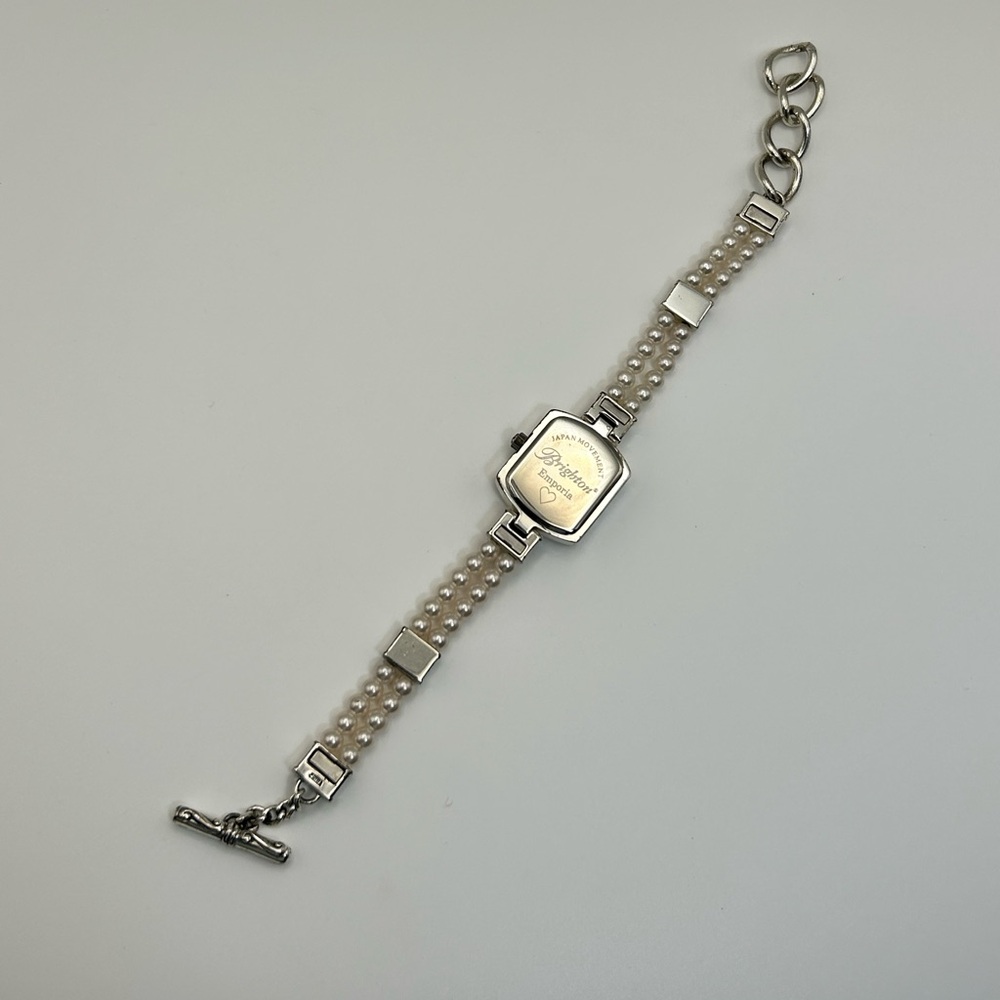 Brighton Emporia Watch 8" Faux Pearls Silver Plated Toggle Has New Battery - Picture 7 of 11
